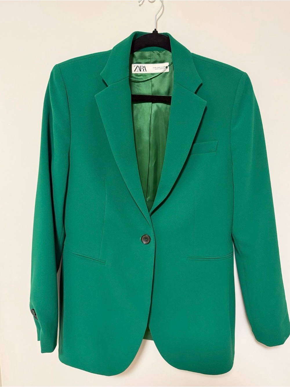 Zara Vibrant Green Single-Button Blazer